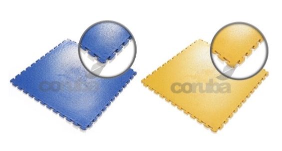 Two different coloured mats each with a section focused on