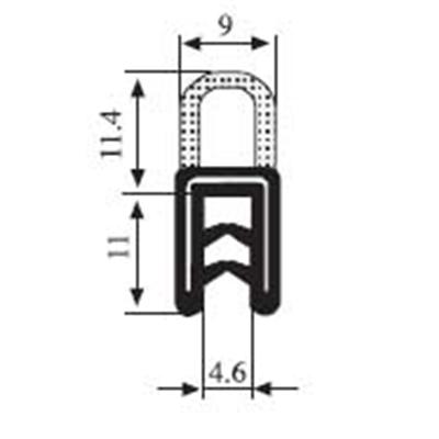 22.4 x 9 Black EPDM Boot Seal Profile