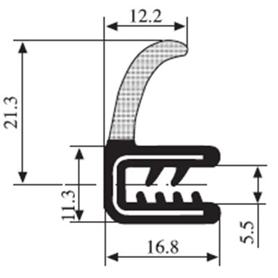 21.3 x 12.2 Black EPDM Door Profile