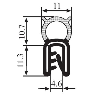 22 x 11 Black EPDM Boot Seal Profile