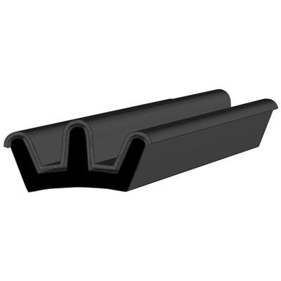 12.3 x 22.4 Black EPDM Glass Run Channel Profile