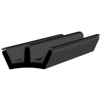 12.2 x 21.9 Black EPDM Glass Run Channel Profile