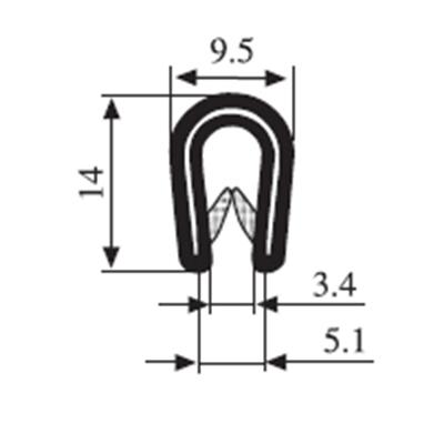 PVC Profile Black 14 x 9.5