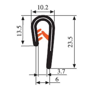 13.5 x 10.2 Black PVC Profile