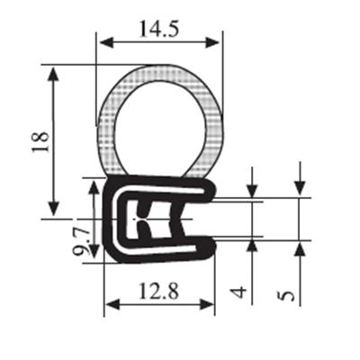 18 x 14.5 Black EPDM Door Profile