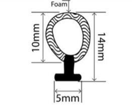 14mm x 5mm EPDM Sponge Profiles