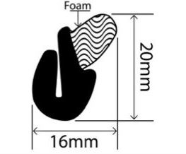 16mm x 20mm EPDM Sponge Profiles