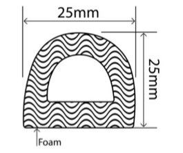 25mm x 25mm EPDM Sponge Profiles