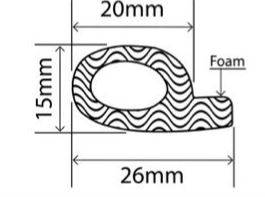 26mm x 15mm EPDM Sponge Profiles