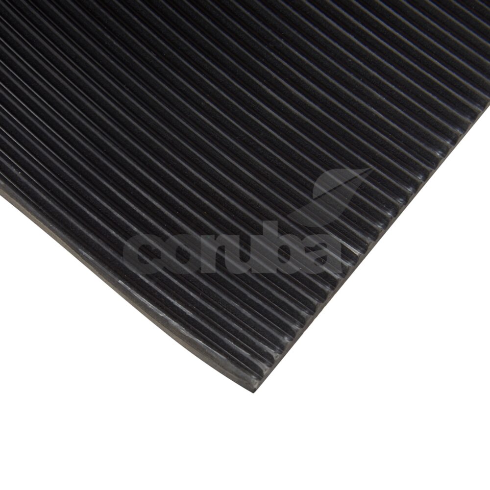 Fine Ribbed Black Rubber Matting