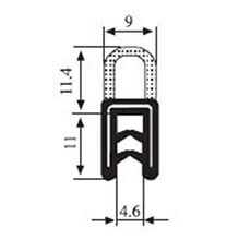 22.4 x 9 Black EPDM Boot Seal Profile