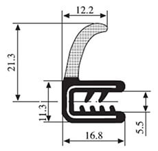 21.3 x 12.2 Black EPDM Door Profile