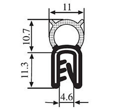 22 x 11 Black EPDM Boot Seal Profile