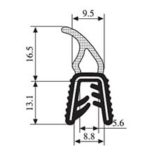 29.6 x 9.5 Black EPDM Boot Seal Profile