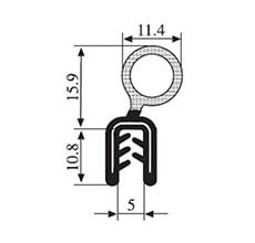 26.7 x 11.4 Black EPDM Boot Seal