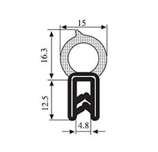 28.8 x 15 Black EPDM Boot Seal Profile