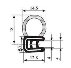 18 x 14.5 Black EPDM Door Profile