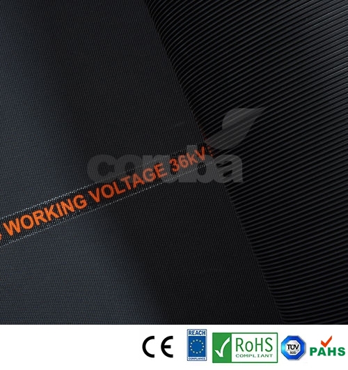 Fine Ribbed Black Rubber Matting