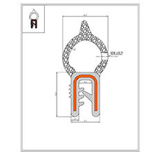 34.3 x 15 Black EPDM Boot Seal Profile