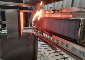Rubber sample during test
