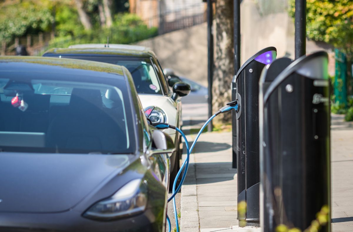 Electric vehicle charging point.