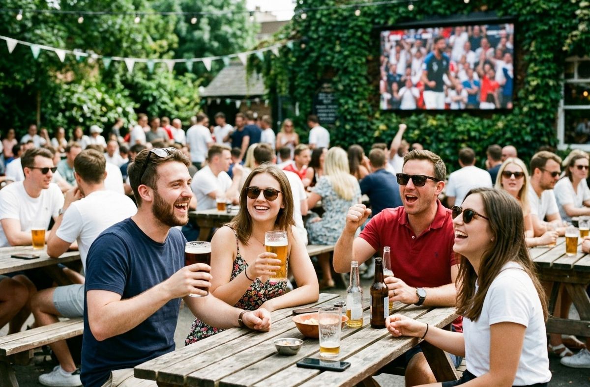 Pub beer garden.