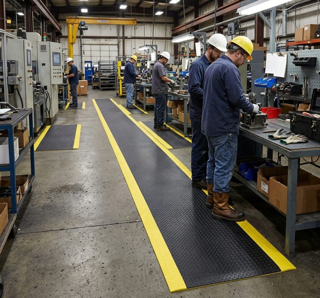 Anti-Fatigue Matting Rolls used in an Industrial Workshop Environment