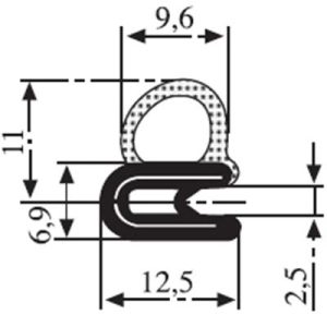 11 x 9.6 Black EPDM Door Profile