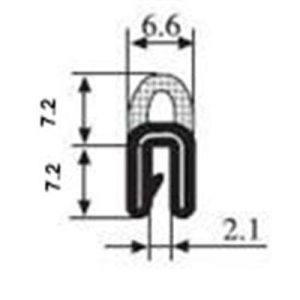 14.4 x 6.6 Black EPDM Boot Seal Profile