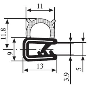 11.8 x 11 Black Nitrile Door Profile