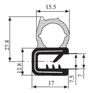 27.8 x 15.5 Black EPDM Door Profile