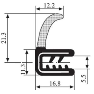 21.3 x 12.2 Black EPDM Door Profile