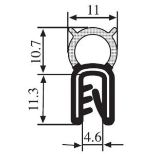 22 x 11 Black EPDM Boot Seal Profile