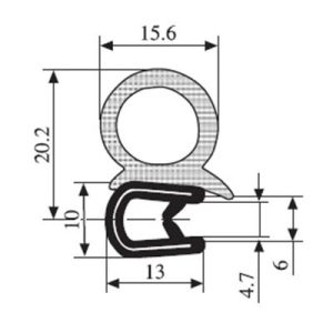 13 x 20.2 PVC - EPDM Sealing Profile