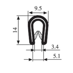 PVC Profile Black 14 x 9.5