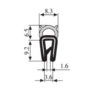 15.7 x 8.3 Black Boot Seal Profile