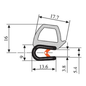 13.6 x 16 PVC - EPDM Sealing Profile