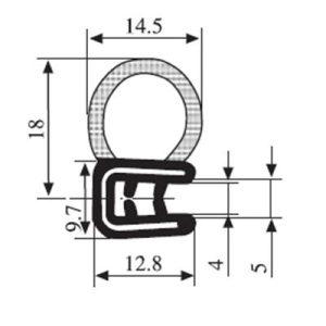 18 x 14.5 Black EPDM Door Profile