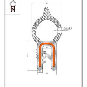 34.3 x 15 Black EPDM Boot Seal Profile
